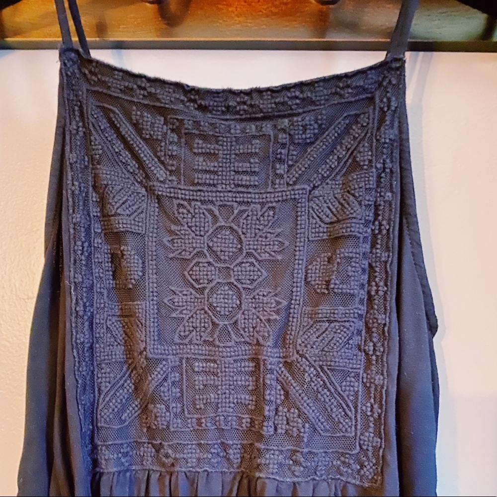Black embroidered tank top